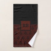 Monogrampatroon van Bourgogne en Black Damask Bad Handdoek (Handdoek)