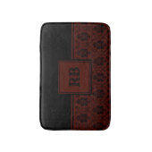 Monogrampatroon van Bourgogne en Black Damask Badmat (Voorkant Verticaal)