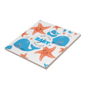 Monogrampatroon voor walvissen en Baby Tegeltje (Zijkant)