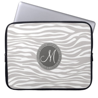 Monogrampatroon wit en grijs laptop sleeve