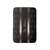 Monogrampatroon zwart roos goudfamilie elegant badmat (Voorkant Verticaal)