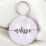 Monogrampenseel Handgeschreven Paarse Sleutelhange Sleutelhanger<br><div class="desc">Vet serif monogram in combinatie met handgeschreven penseelkalligrafie.</div>