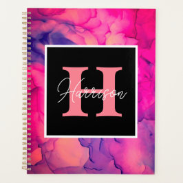 Monogramplaat hete roze alcohol voor haar planner