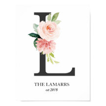 Monogramprint, bloemletter L, Trouwen , Kinderkame