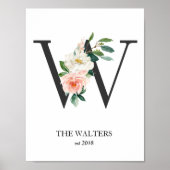 Monogramprint, letter W, huwelijkscadeau, kinderka Poster (Voorkant)