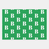 Monogramred green blue custom initiaal letter inpakpapier vel (Voorkant 2)