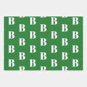 Monogramred groen zwart aangepast initiaal patroon inpakpapier vel (Voorkant 2)