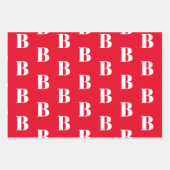 Monogramred white custom Initiaal letter Inpakpapier Vel (Voorkant 2)
