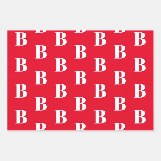 Monogramred white custom Initiaal letter Inpakpapier Vel (Voorkant 2)