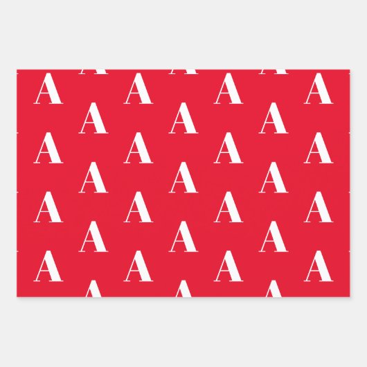 Monogramred white custom Initiaal letter Inpakpapier Vel (Voorkant)