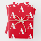 Monogramred white custom Initiaal letter Inpakpapier Vel (In situ)