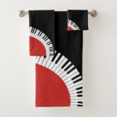 Monogramred white en black piano design bad handdoek (Insitu)