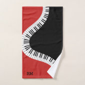 Monogramred white en black piano design bad handdoek (Handdoek)