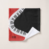 Monogramred white en black piano design bad handdoek (Wasdoekje)