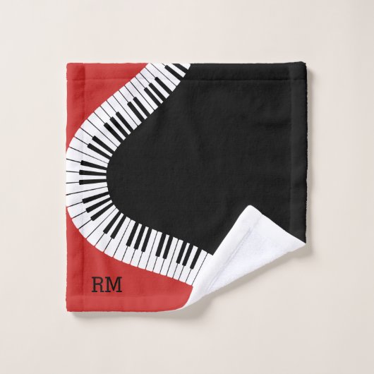 Monogramred white en black piano design bad handdoek (Wasdoekje)