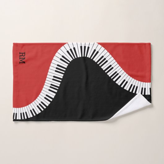 Monogramred white en black piano design bad handdoek (Handdoek)