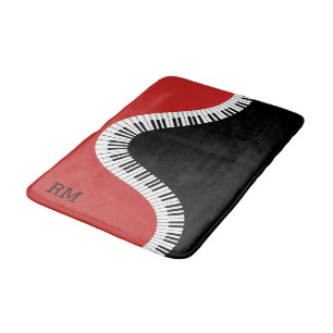 Monogramred white en black piano design badmat