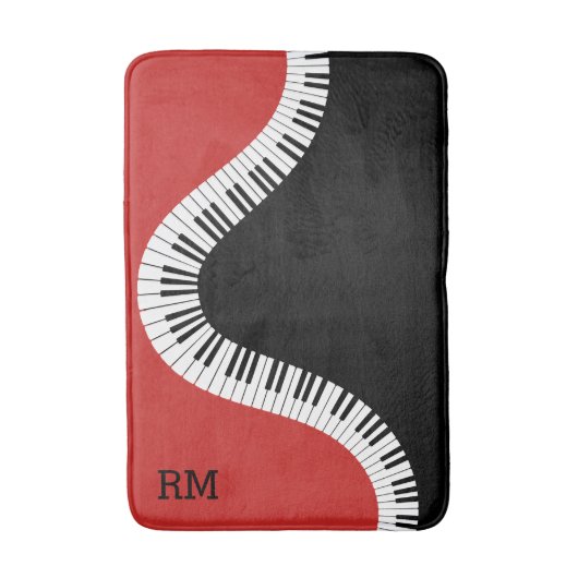 Monogramred white en black piano design badmat (Voorkant Verticaal)