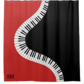 Monogramred white en black piano design douchegordijn (Voorkant)