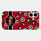 Monogramred, wit zwart cirkelpatroon Case-Mate iPhone case (Achterkant (horizontaal))