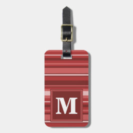 Monogramrode strepen bagagelabel