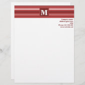 Monogramrode strepen briefhoofd ontwerp (Voorkant / Achterkant)