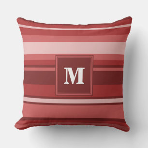 Monogramrode strepen kussen