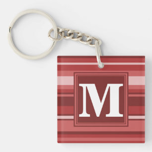 Monogramrode strepen sleutelhanger