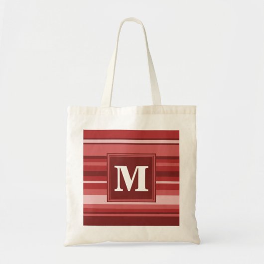 Monogramrode strepen tote bag (Voorkant)