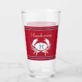 Monogramrode wit krab Zeevaart Glas (Achterkant)