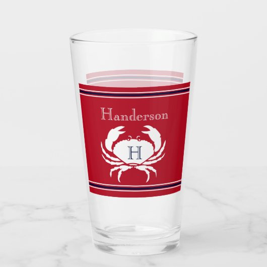 Monogramrode wit krab Zeevaart Glas (Achterkant)