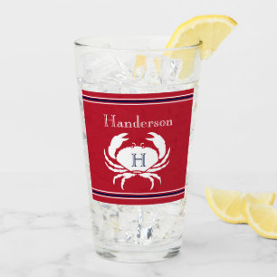 Monogramrode wit krab Zeevaart Glas