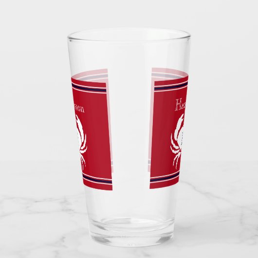 Monogramrode wit krab Zeevaart Glas (Links)