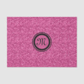 Monogramroze roze glitter en zwarte sparkles tissuepapier (Voorkant)