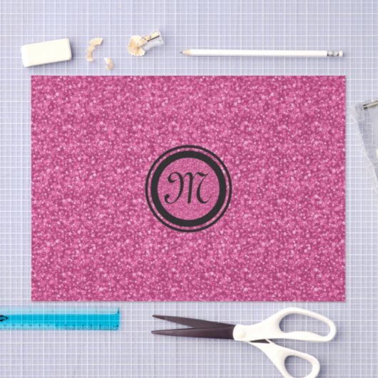 Monogramroze roze glitter en zwarte sparkles tissuepapier (Craft)