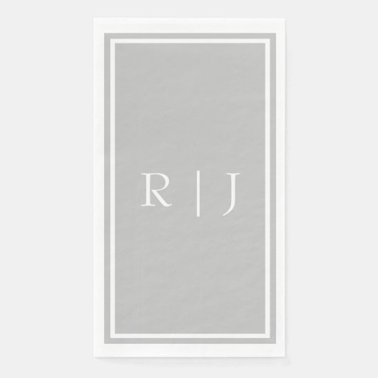 Monograms grijs wit classy trendy bruiloft servet (Voorkant)