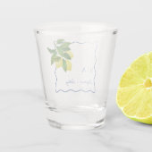 Monograms Lemon Citrus, Blue Wave Border Wedding   Shot Glas (Achterkant)