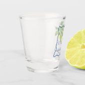 Monograms Lemon Citrus, Blue Wave Border Wedding   Shot Glas (Links)