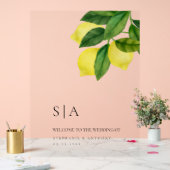 Monograms Lemon Citrus Branch Greenery Wedding Acryl Bord (Huwelijk)