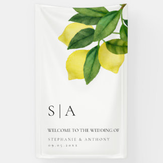Monograms Lemon Citrus Branch Greenery Wedding  Spandoek