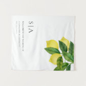 Monograms Lemon Citrus Branch Greenery Wedding Wandkleed (Voorkant (horizontaal))