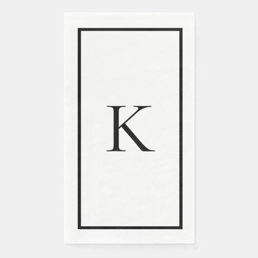 Monograms Wedding Bridal Shower Name Black White  Servet (Voorkant)