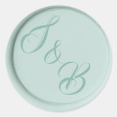 Monogramsage groene was trouwstickers met zeebaars ronde sticker (Voorkant)