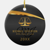 Monogramschaal van rechtvaardigheid - zwart en gou keramisch ornament (Achterkant)