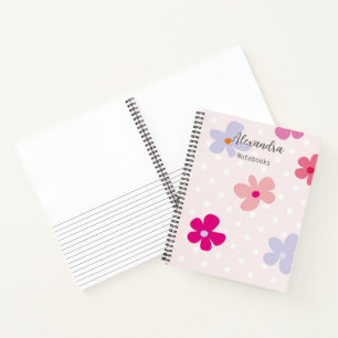 Monogramschets en roze floreel patroon notitieboek