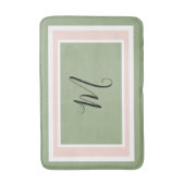 Monogramschrift Geometrisch Groen en Roze Badmat (Voorkant Verticaal)