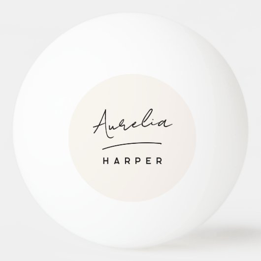 Monogramscript Eenvoudige minimale gepersonaliseer Pingpongbal (Voorkant)