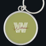 Monogramscript met liefdevol minimalistisch en sti sleutelhanger<br><div class="desc">Een eenvoudig en stijlvol ontwerp met een familienaam.</div>