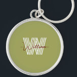 Monogramscript met liefdevol minimalistisch en sti sleutelhanger<br><div class="desc">Een eenvoudig en stijlvol ontwerp met een familienaam.</div>