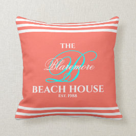 Monogramscript voor koraalfamilie Aqua Color Initi Kussen